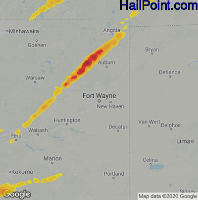 Hail Map for Fort Wayne, IN Region on May 7, 2024
