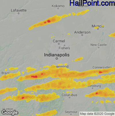 Hail Map for Indianapolis, IN Region on May 7, 2024 