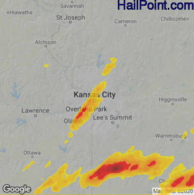 Hail Map for Kansas City, MO Region on May 8, 2024