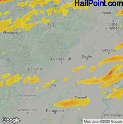 Hail Map for Poplar Bluff, MO Region on May 8, 2024