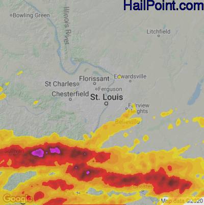 Hail Map for St. Louis, MO Region on May 8, 2024 