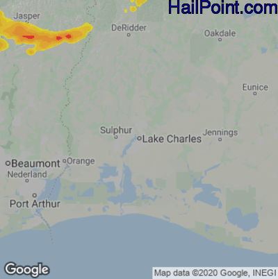 Hail Map for Lake Charles, LA Region on May 10, 2024