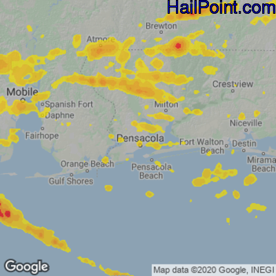 Hail Map for Pensacola, FL Region on May 10, 2024