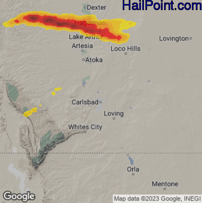 Hail Map for Carlsbad, NM Region on May 11, 2024