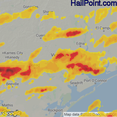 Hail Map for Victoria, TX Region on May 13, 2024