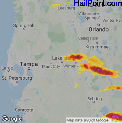Hail Map for Lakeland, FL Region on May 13, 2024
