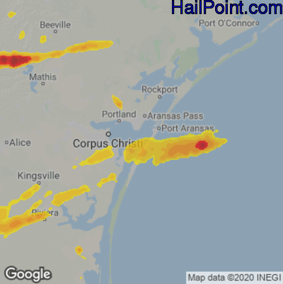 Hail Map for Corpus Christi, TX Region on May 17, 2024