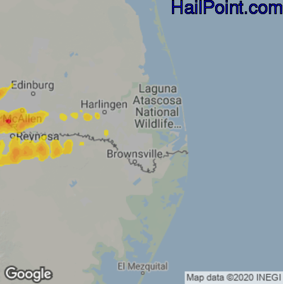 Hail Map for Brownsville, TX Region on May 17, 2024