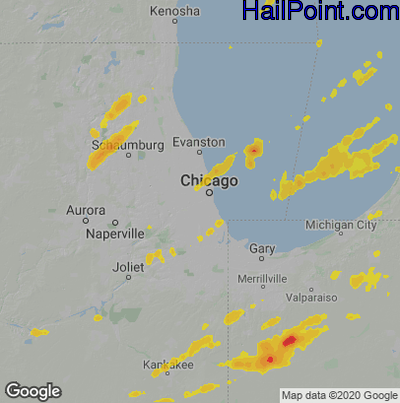 Hail Map for Chicago, IL Region on May 20, 2024