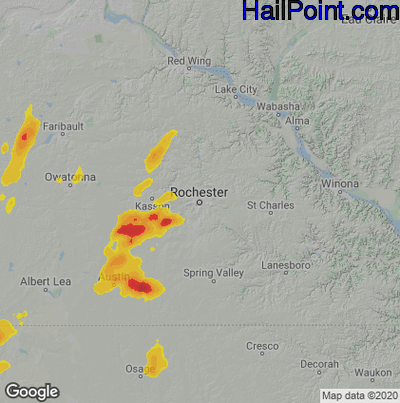 Hail Map Rochester, MN May 20, 2024 