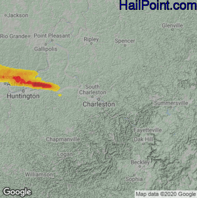 Hail Map Charleston, WV May 22, 2024 