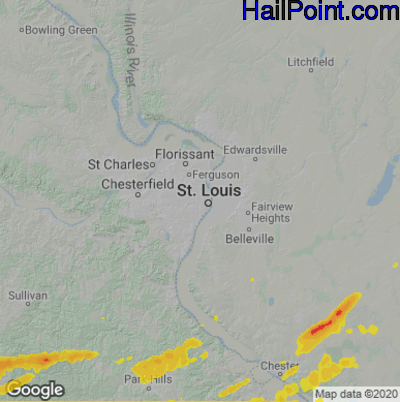 Hail Map for St. Louis, MO Region on May 23, 2024 