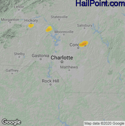 Hail Map for Charlotte, NC Region on May 23, 2024