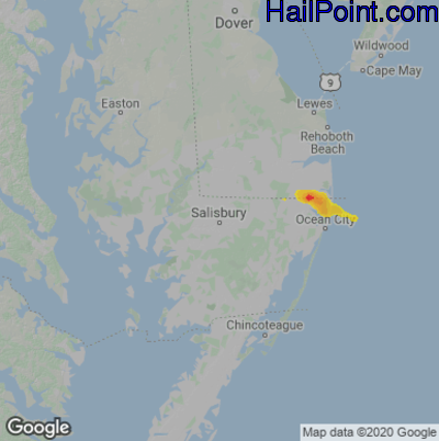 Hail Map for Salisbury., MD Region on May 24, 2024