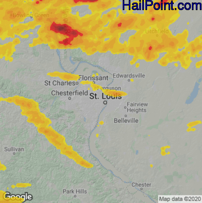 Hail Map for St. Louis, MO Region on May 24, 2024