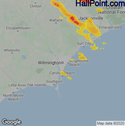 Hail Map for Wilmington, NC Region on May 24, 2024
