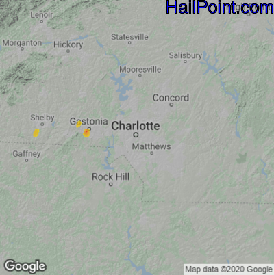Hail Map for Charlotte, NC Region on May 25, 2024
