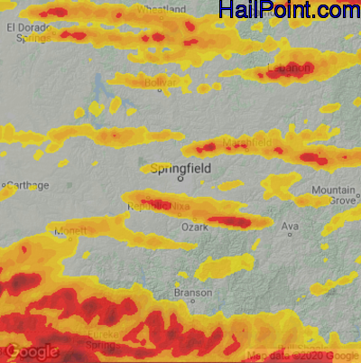 Hail Map for Springfield, MO Region on May 26, 2024
