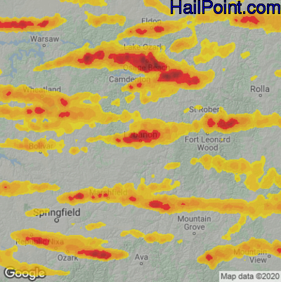 Hail Map for Lebanon, MO Region on May 26, 2024 