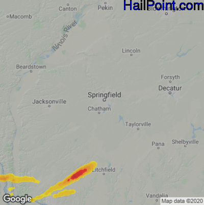 Hail Map for Springfield, IL Region on May 26, 2024 