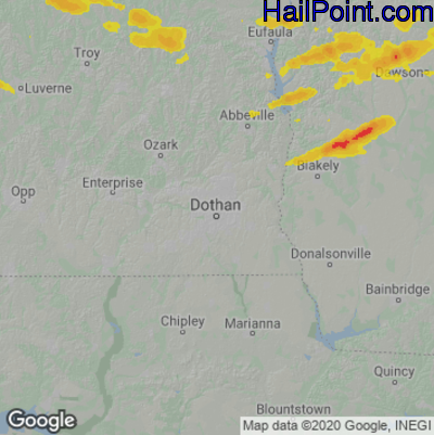 Hail Map for Dothan, AL Region on May 27, 2024 