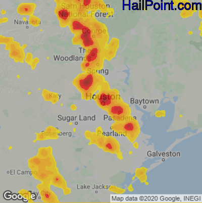 Hail Map for Houston, TX Region on May 28, 2024