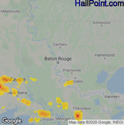 Hail Map for Baton Rouge, LA Region on May 28, 2024
