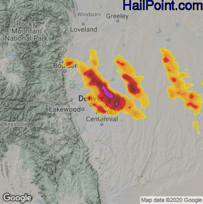 Hail Map for Denver, CO Region on May 31, 2024