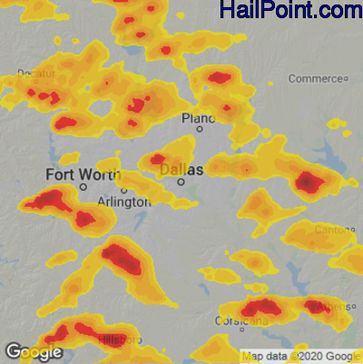Hail Map Dallas, TX June 02, 2024 