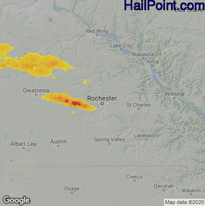 Hail Map Rochester, MN June 02, 2024 