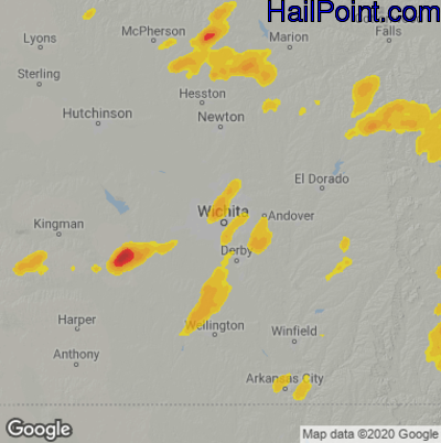 Hail Map for Wichita, KS Region on June 3, 2024