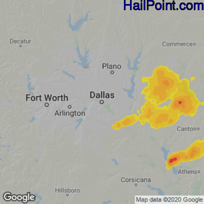 Hail Map for Dallas, TX Region on June 3, 2024
