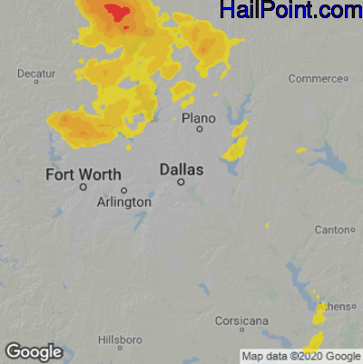 Hail Map Dallas, TX June 05, 2024 