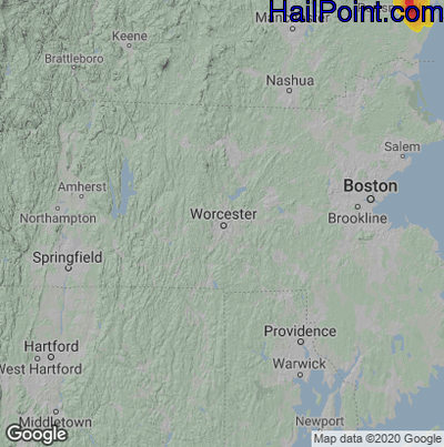 Hail Map for Worcester, MA Region on June 5, 2024