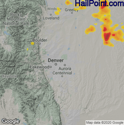 Hail Map for Denver, CO Region on June 10, 2024