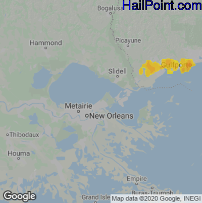 Hail Map for New Orleans, LA Region on June 11, 2024