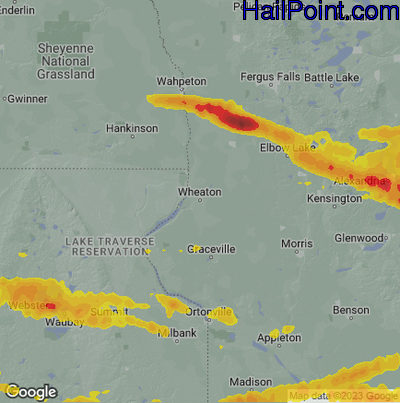 Hail Map for Wheaton, MN Region on June 12, 2024 