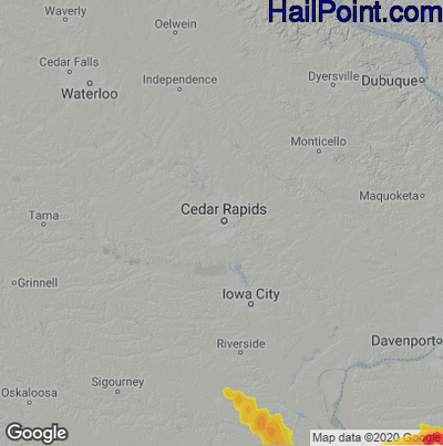 Hail Map for Cedar Rapids, IA Region on June 13, 2024