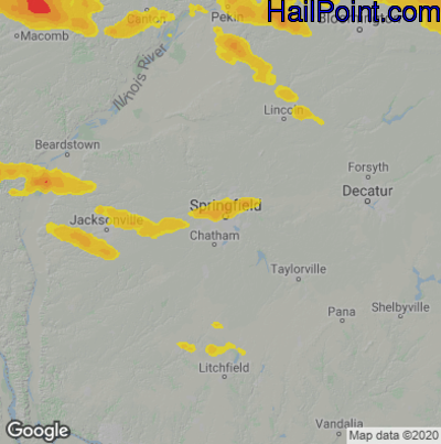Hail Map for Springfield, IL Region on June 13, 2024 
