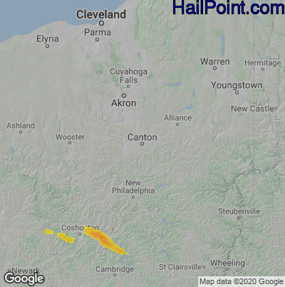 Hail Map for Canton, OH Region on June 14, 2024