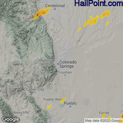 Hail Map for Colorado Springs, CO Region on June 14, 2024