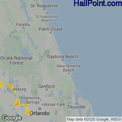 Hail Map for Daytona Beach, FL Region on June 15, 2024