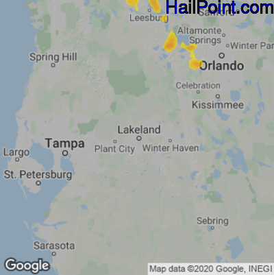 Hail Map for Lakeland, FL Region on June 15, 2024