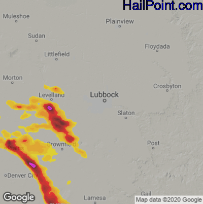 Hail Map for Lubbock, TX Region on June 16, 2024
