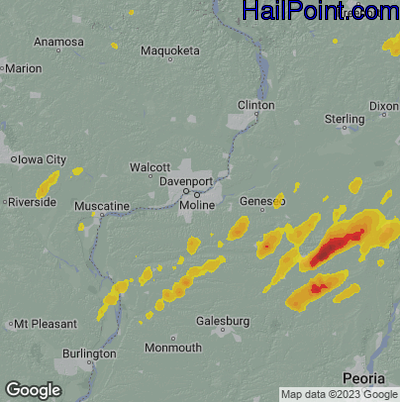 Hail Map for Moline, IL Region on June 16, 2024