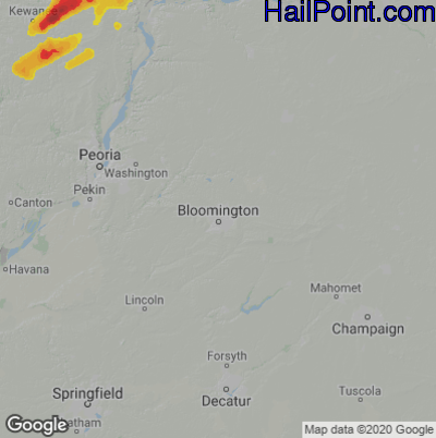 Hail Map Bloomington, IL June 16, 2024 