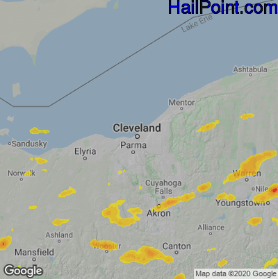 Hail Map for Cleveland, OH Region on June 17, 2024