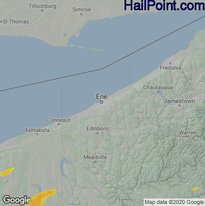 Hail Map for Erie, PA Region on June 17, 2024