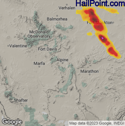 Hail Map for Alpine, TX Region on June 17, 2024 