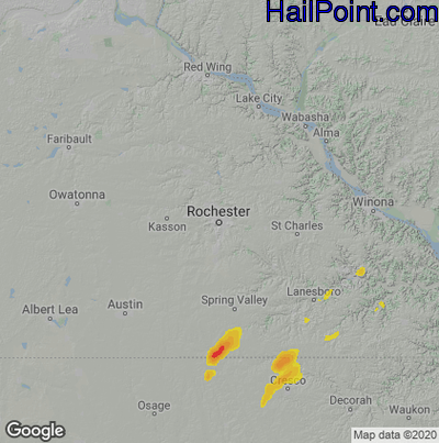 Hail Map Rochester, MN June 17, 2024 